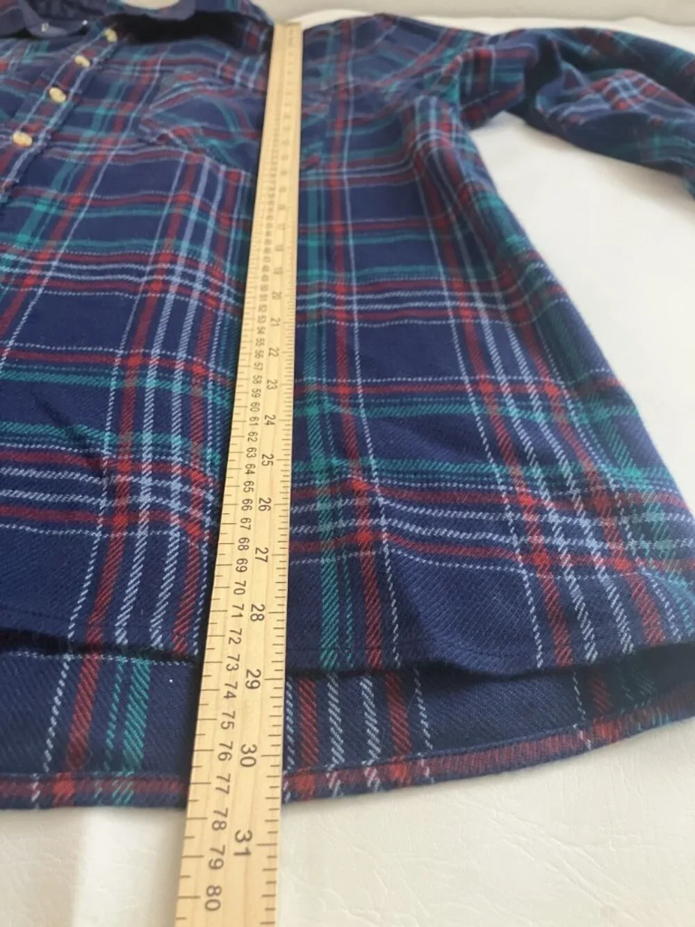 John Blair Mens XL Plaid Button-Up Shirt Navy Red Green Acrylic Polyester